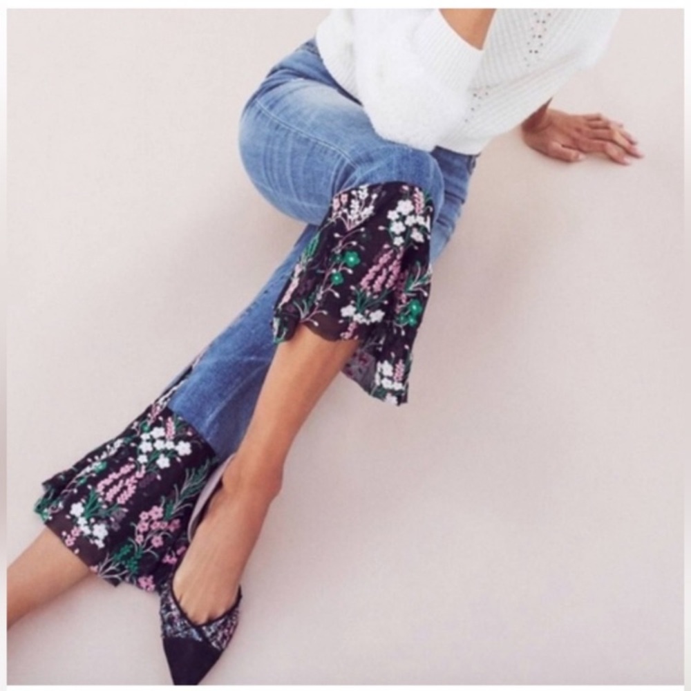 Anthropologie Pilcro &The Letterpress Jeans Boho Floral Flare Cropped Women’s 28